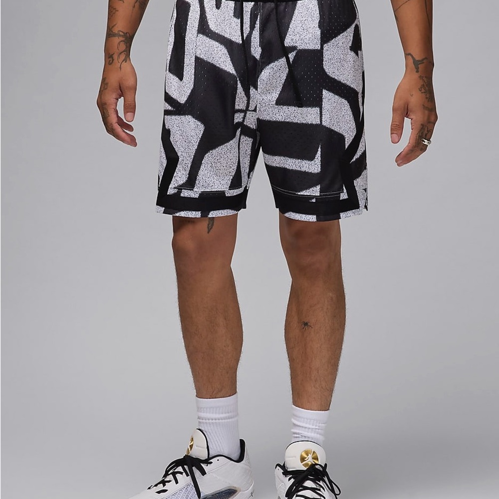 Jordan DRI-Fit Diamond Shorts: Black and White Geometric Men's Shorts